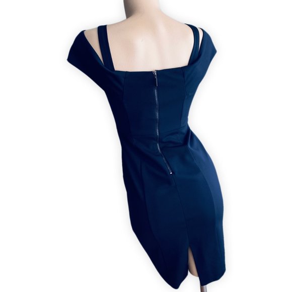 Classy Navy Blue Off The Shoulder Dress Size S - Picture 5 of 10
